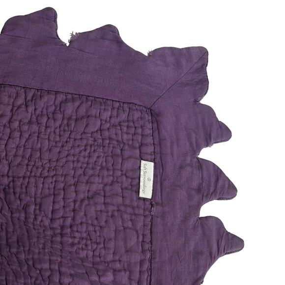 soft surroundings purple crushed velvet wavey edge Quilted throw blanket - Picture 9 of 13